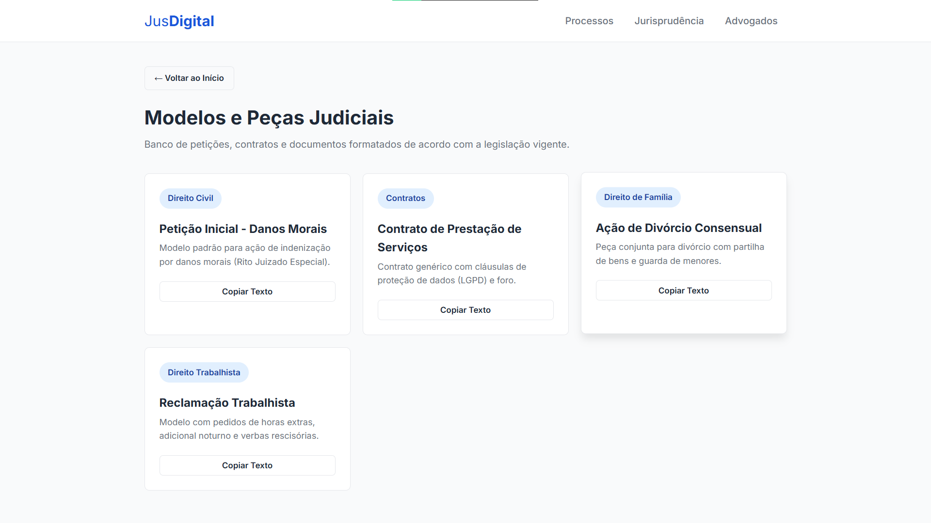 Modelos de peças judiciais