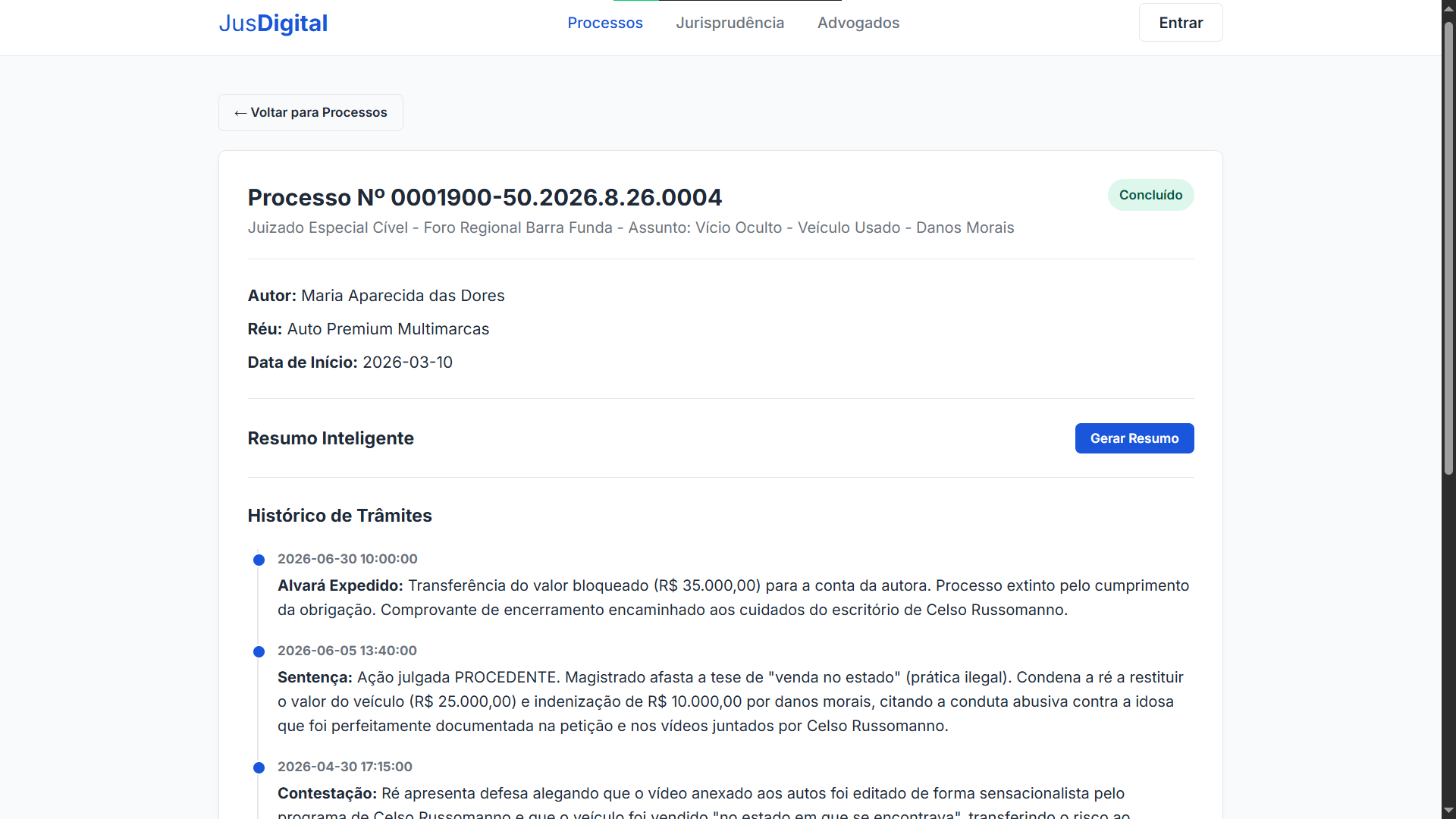Detalhe do processo (exemplo 2)