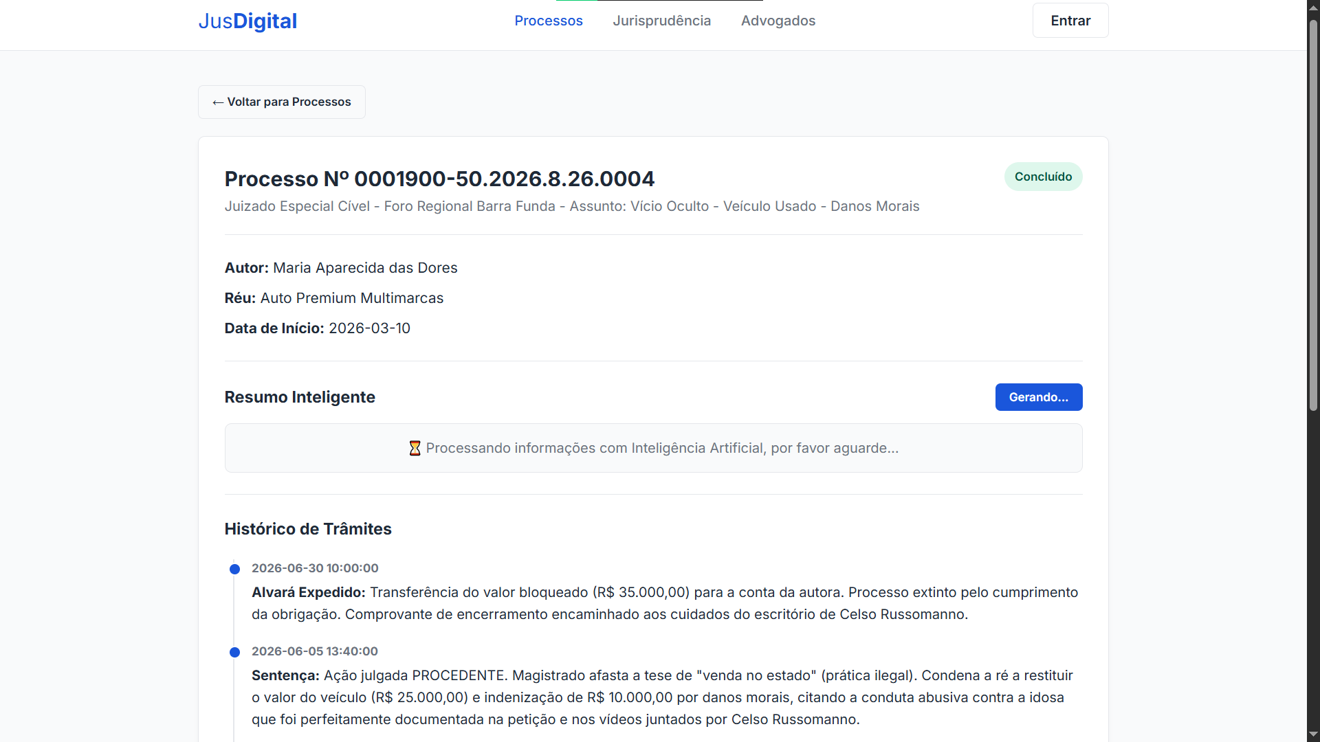 Gerando resumo pela IA (exemplo 2)